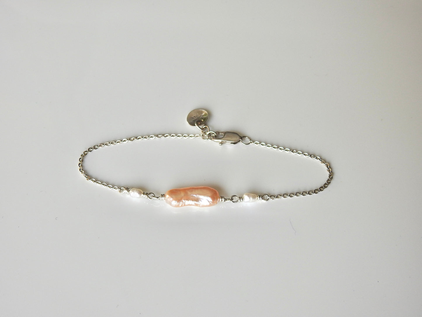 Peachy pink and white