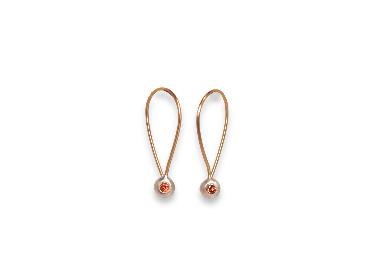 Pebble hoops two-tone with orange sapphires