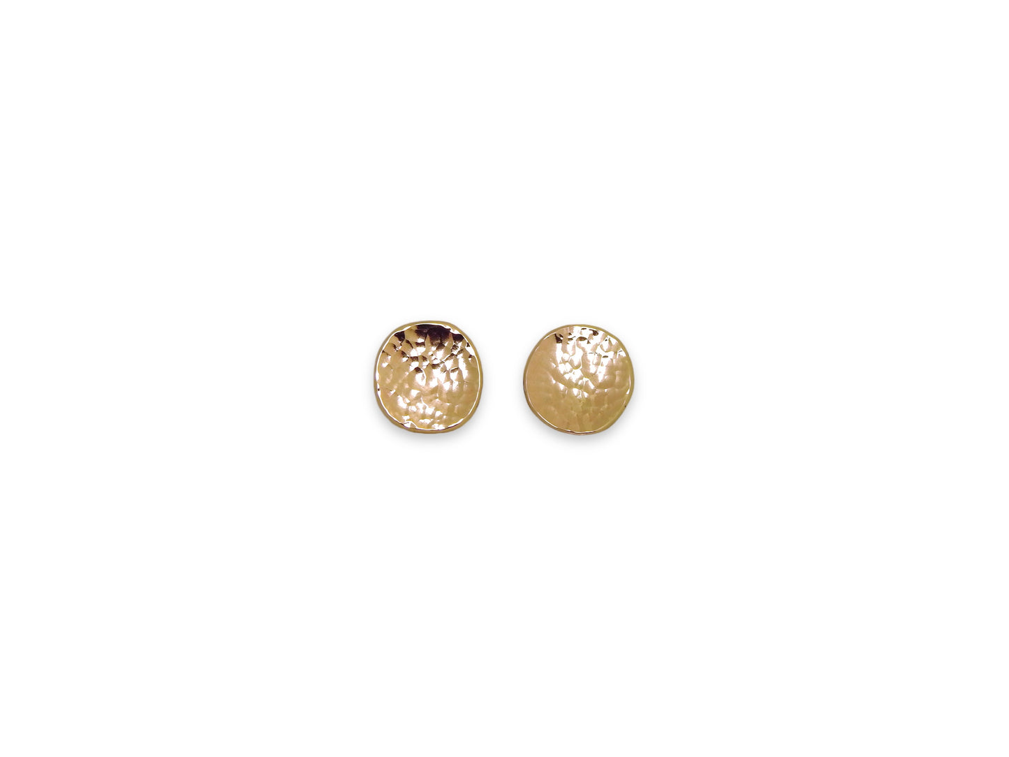 Luminous, dazzling sun disc studs, with a planish finish that reflects and sparkles, planish disc earrings by ZEALmetal, Nicole Horlor, in Kingston, ON, Canada