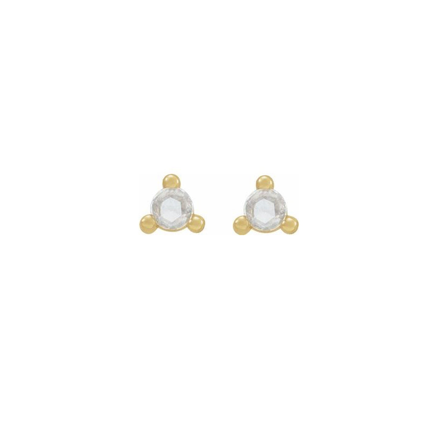 Rose cut diamond 3 prong stacker studs
