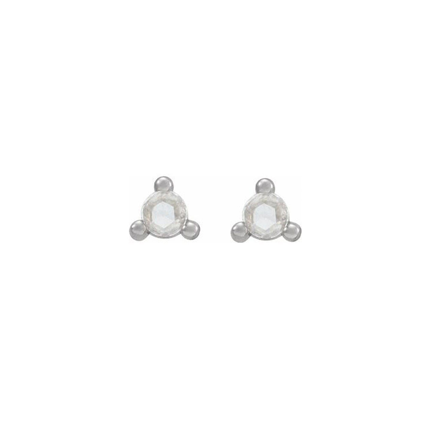 Rose cut diamond 3 prong stacker studs