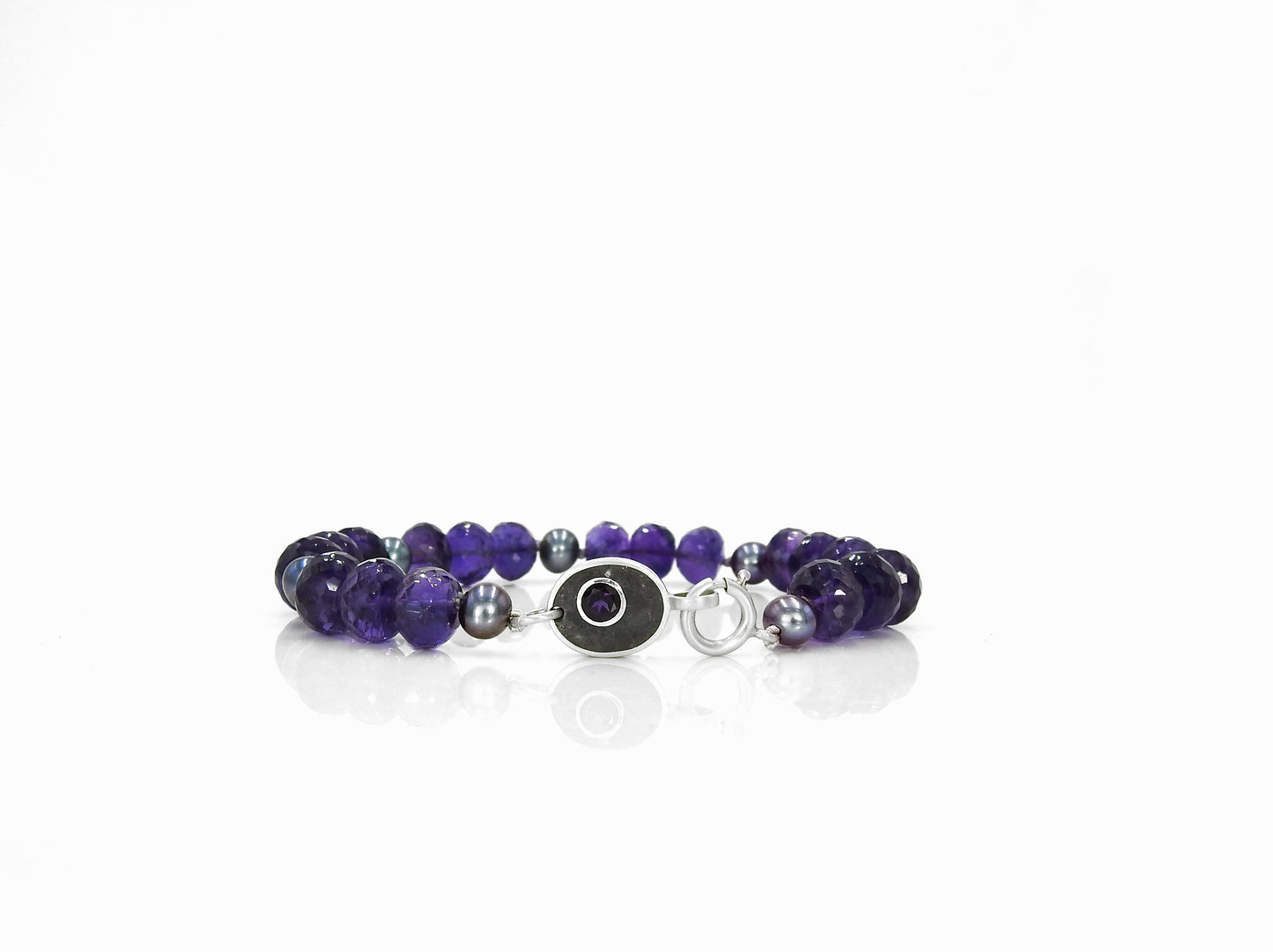 Amethyst limestone inlay bracelet