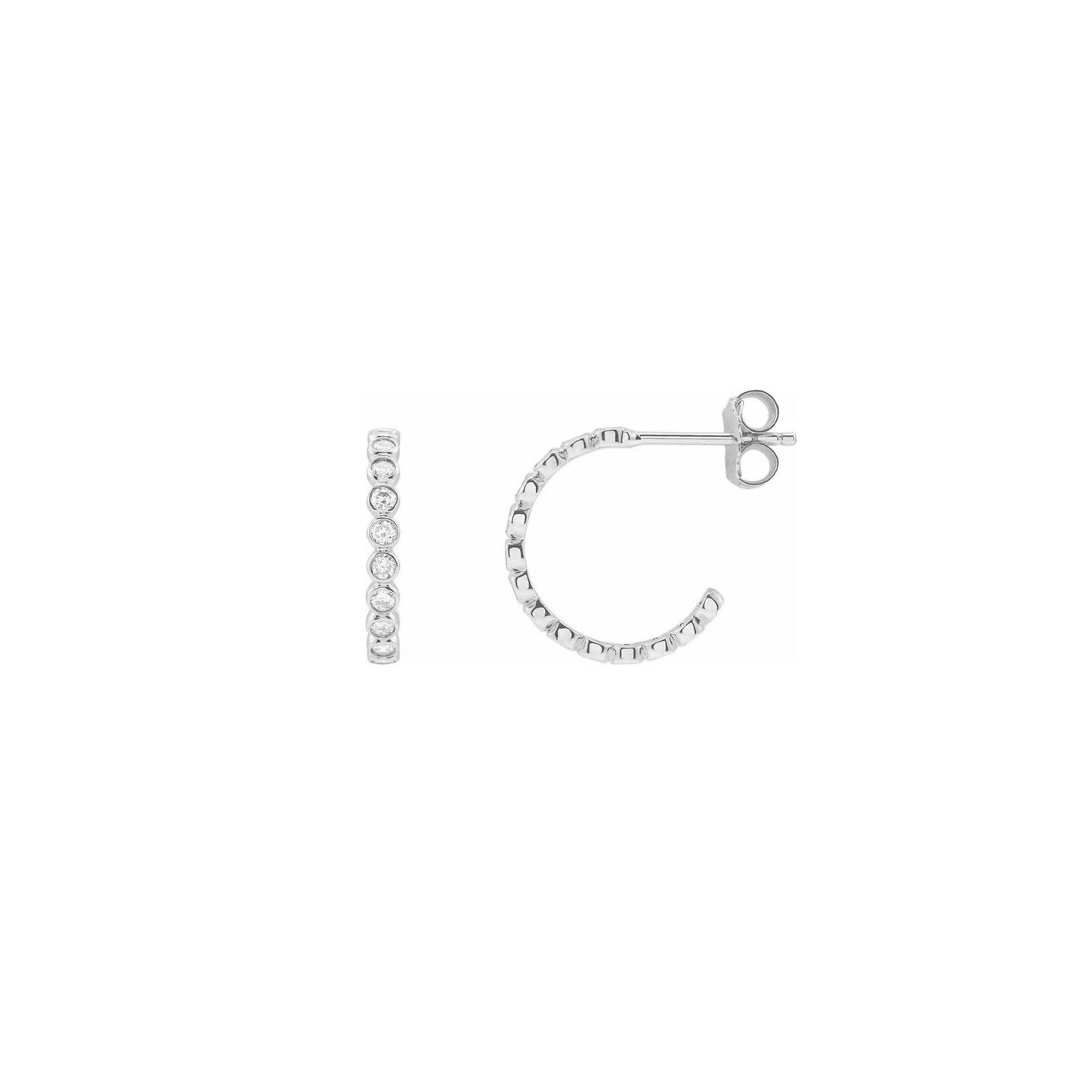 Simple classic everyday with a Canadian twist, CANADAMARK bezel set diamond hoops.   13.7mm x 2.2mm , by ZEALmetal, Nicole Horlor, in Kingston, ON Canada