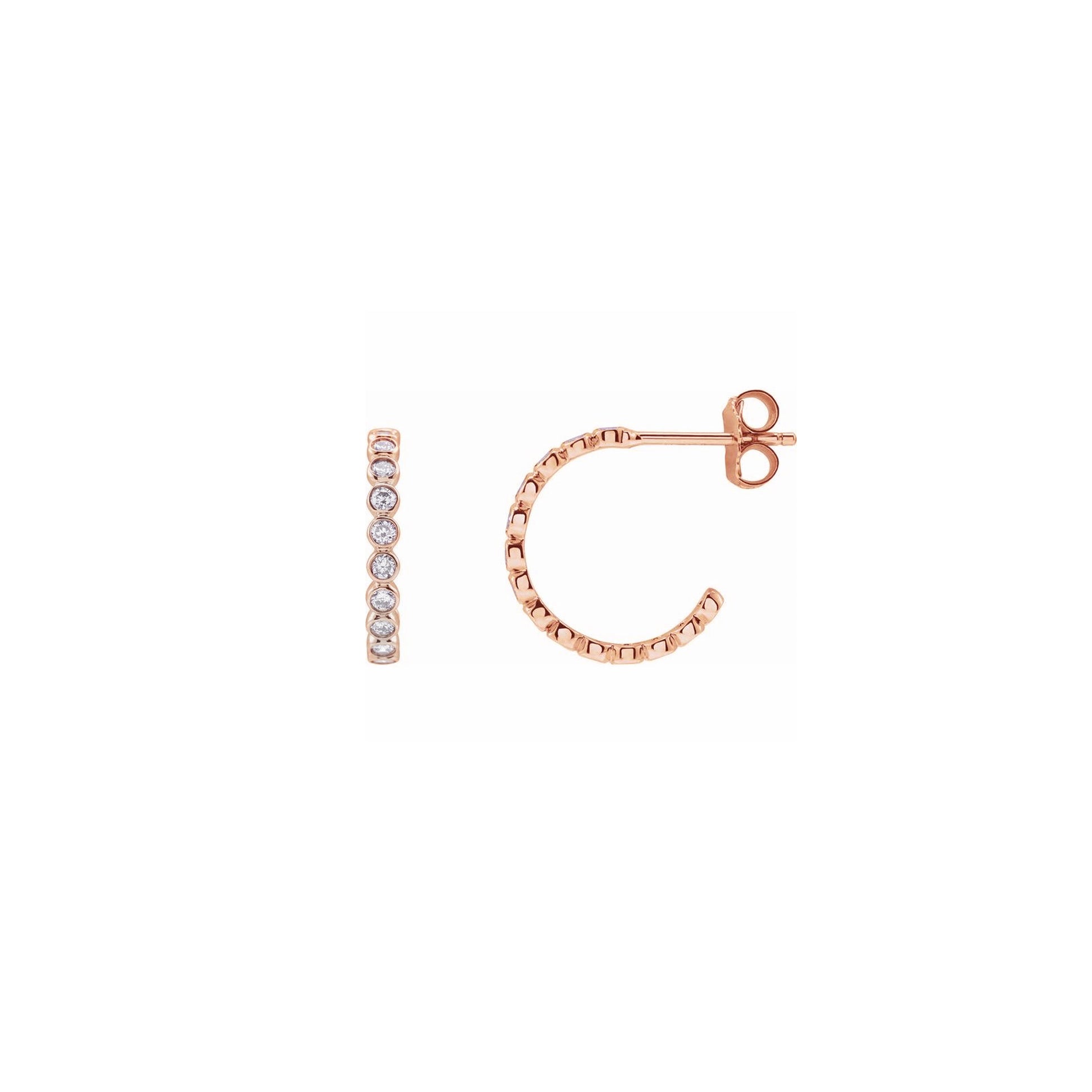 Simple classic everyday with a Canadian twist, CANADAMARK bezel set diamond hoops.   13.7mm x 2.2mm , by ZEALmetal, Nicole Horlor, in Kingston, ON Canada