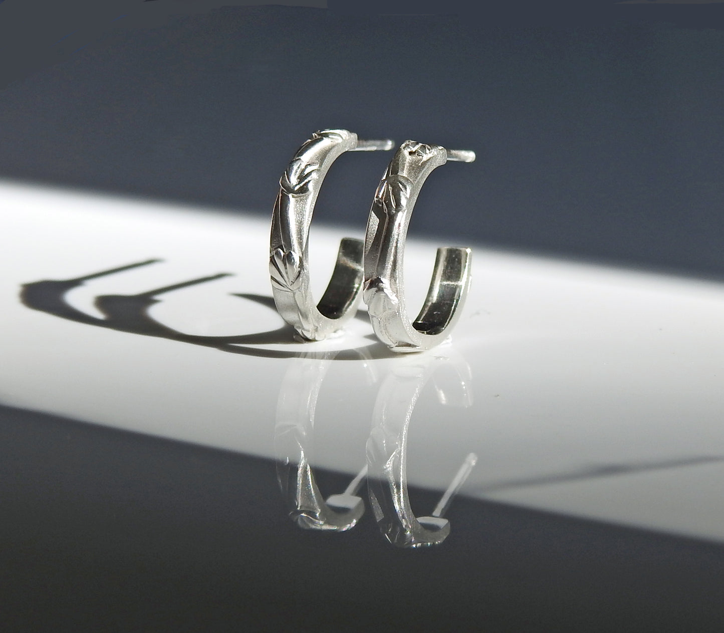 100% recycled sterling silver hoops earrings by ZEALmetal, Nicole Horlor, in Kingston, ON, Canada