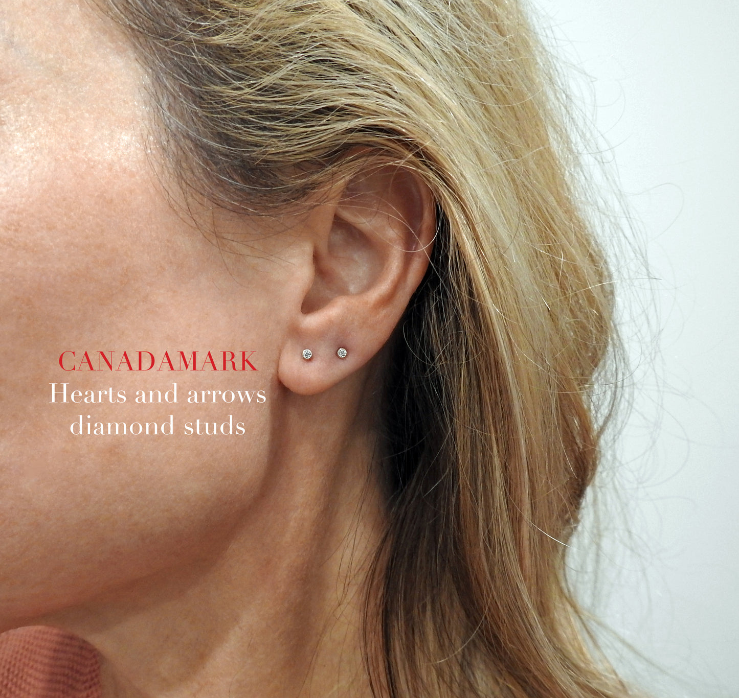 18K White gold, 2.5 mm Round 4-Prong Light Basket Earrings with 2 x .03ct VS F+ CanadaMark™ Hearts & Arrows diamonds, By ZEALmetal, Nicole Horlor, Kingston, ON, Canada