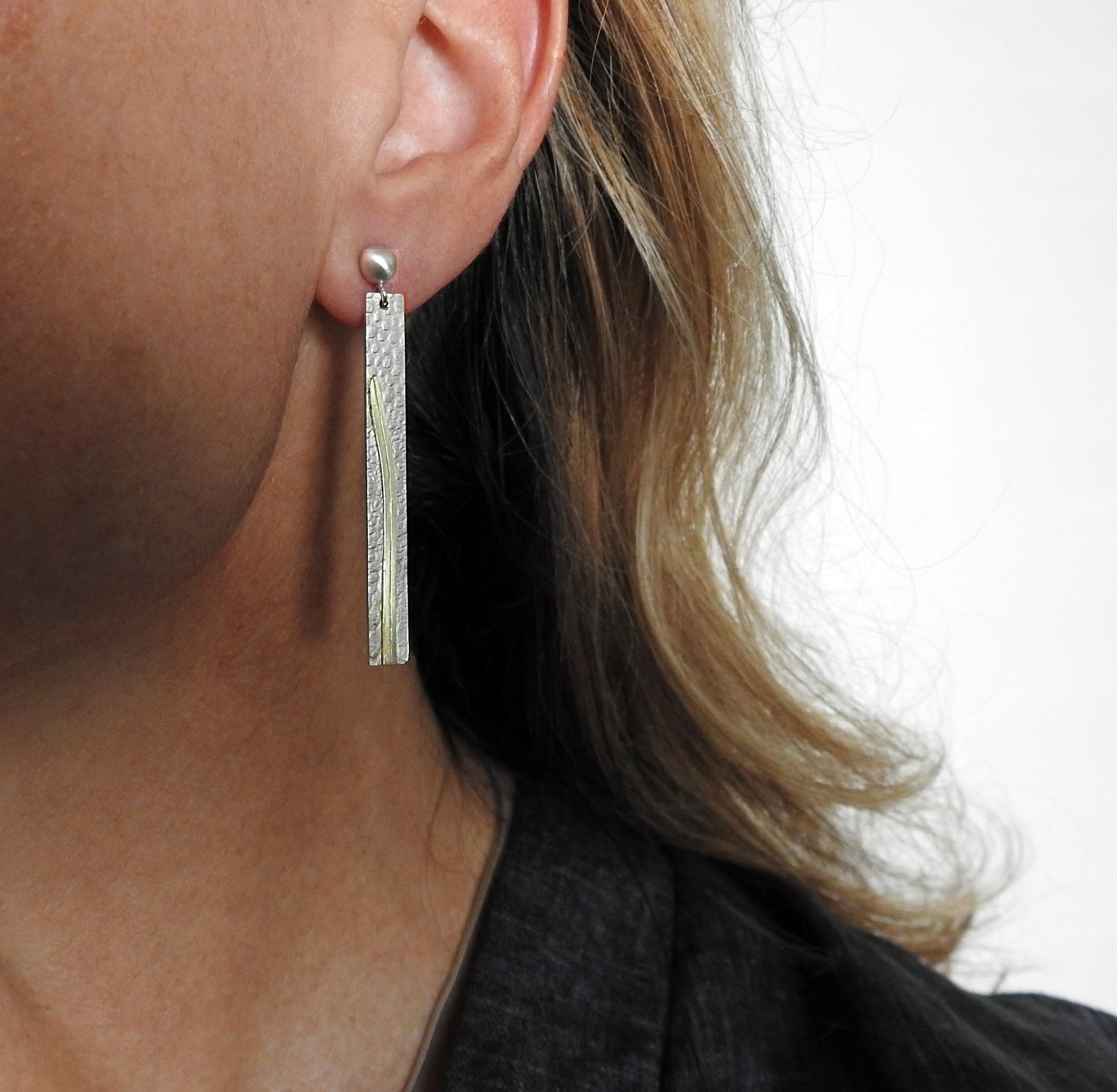 Handmade gold and silver earrings by ZEALmetal, Nicole Horlor, in Kingston, ON, Canada