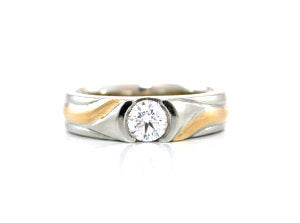 Marriage of metal engagement rings and weddings bands, by ZEALmetal, Nicole Horlor, in Kingston, ON, Canada