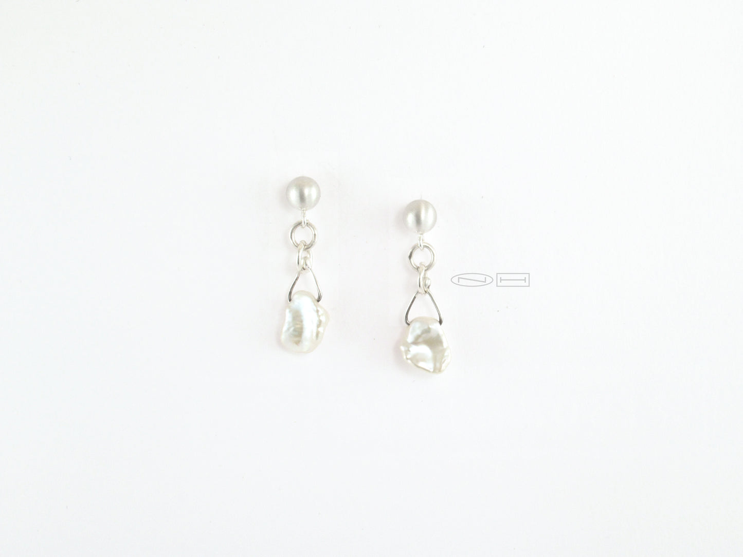 Zealmetal Canadian handmade in Kingston ON Keshi pearl ~ on sterling silver ball studs organically matched and beautiful shimmer for simple but unique expression.