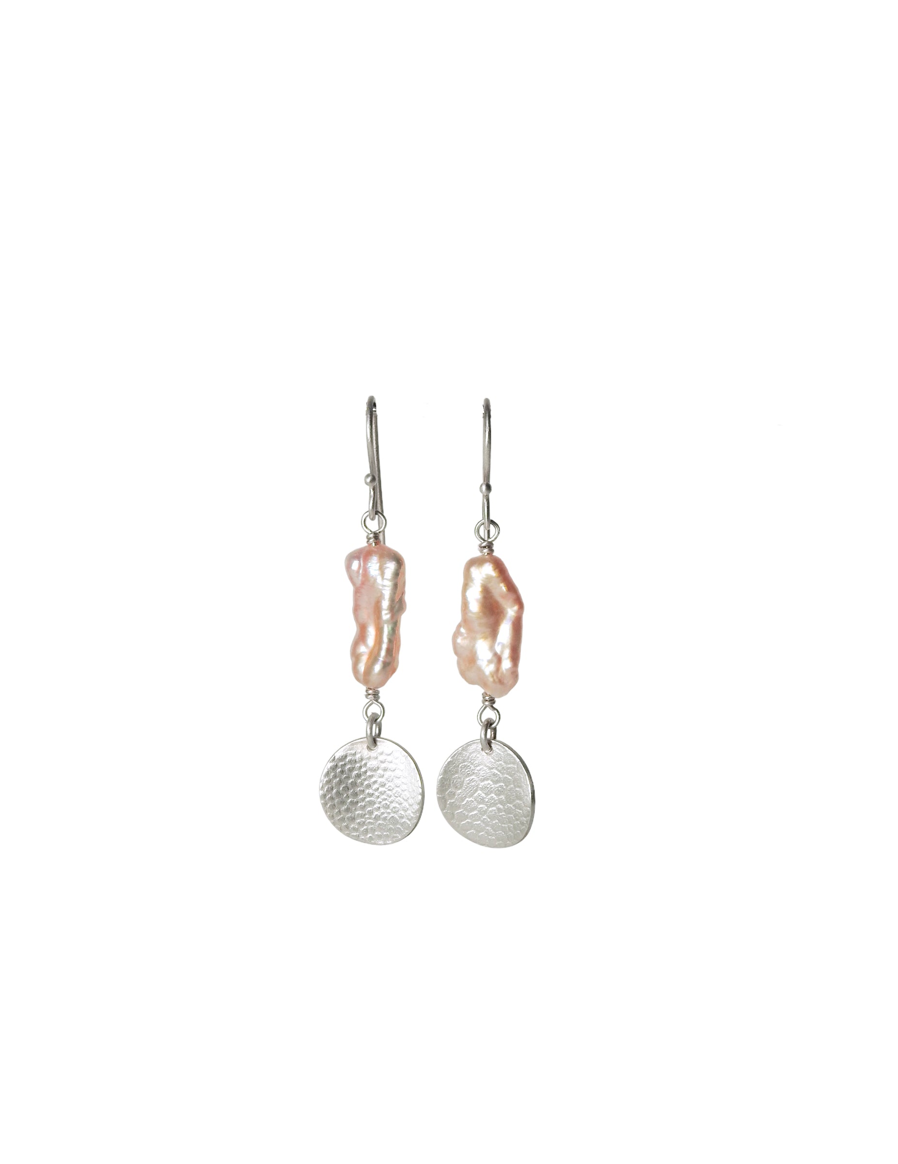 100% recycled sterling silver and pink pearl earrings by ZEALmetal, Nicole Horlor, in Kingston, ON, Canada