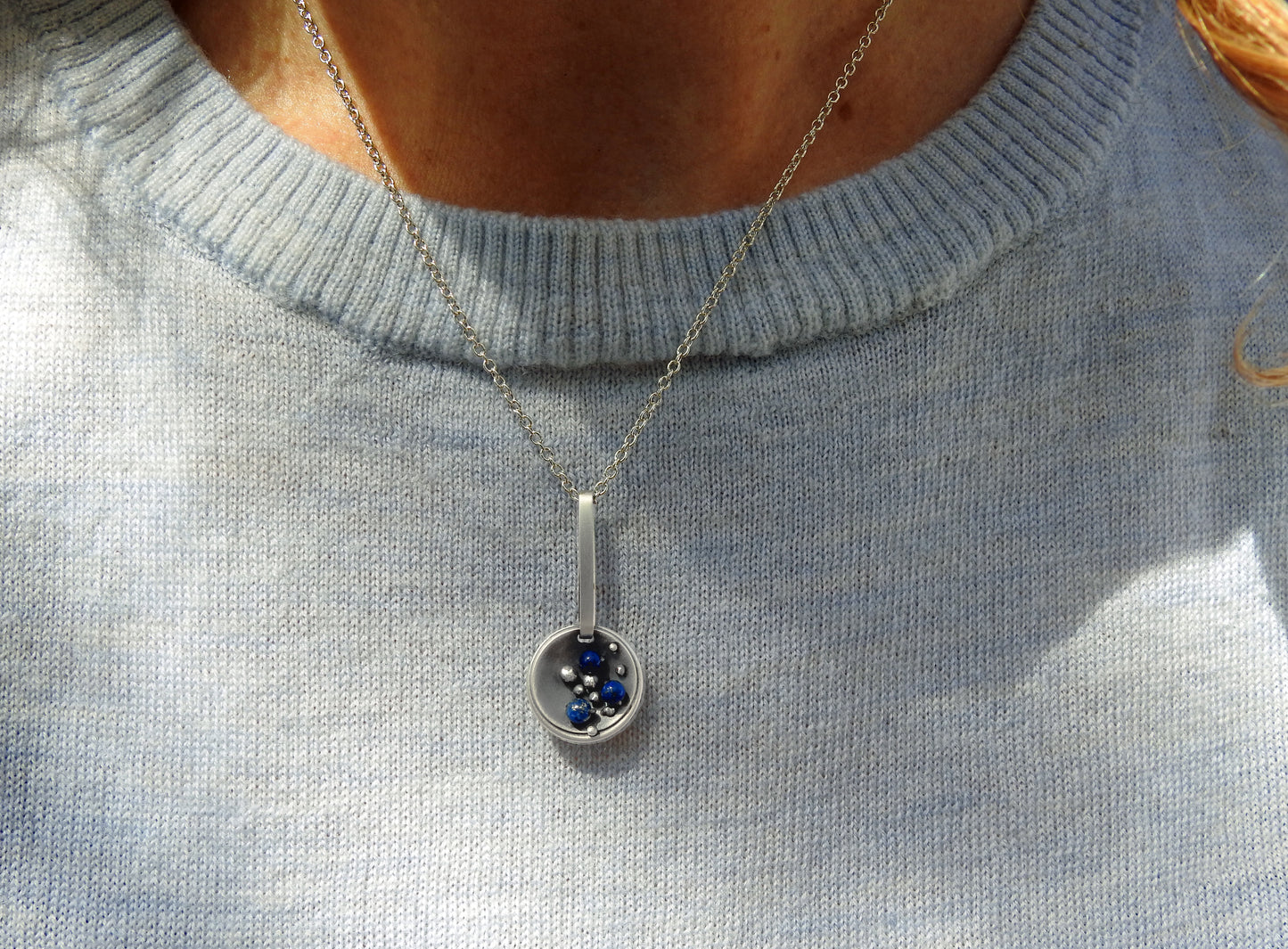 Limestone inlay necklaces by ZEALmetal, Nicole Horlor, Kingston, ON, Canada