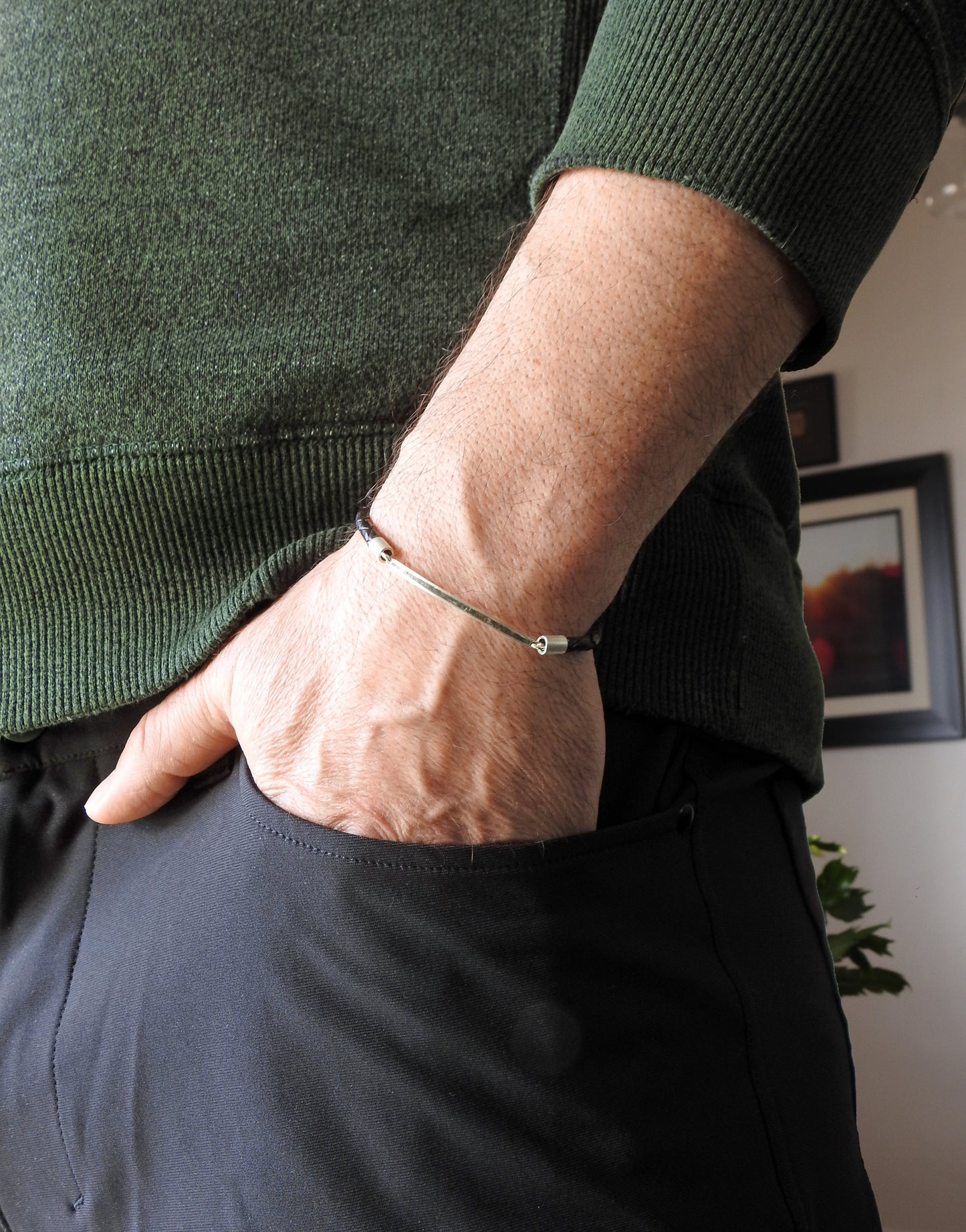 Thin limestone inlay bracelet