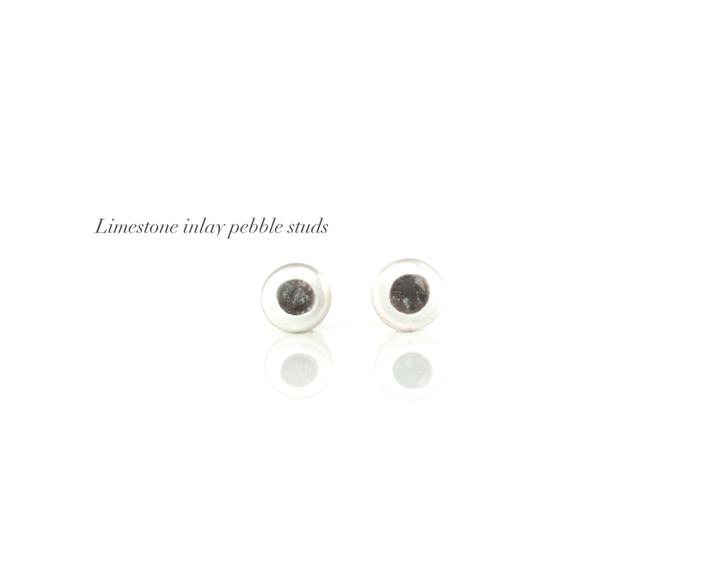 Robins  Limestone inlay pebble studs by ZEALmetal, Nicole Horlor, in Kingston, ON, Canada