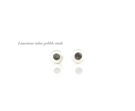 Robins  Limestone inlay pebble studs by ZEALmetal, Nicole Horlor, in Kingston, ON, Canada