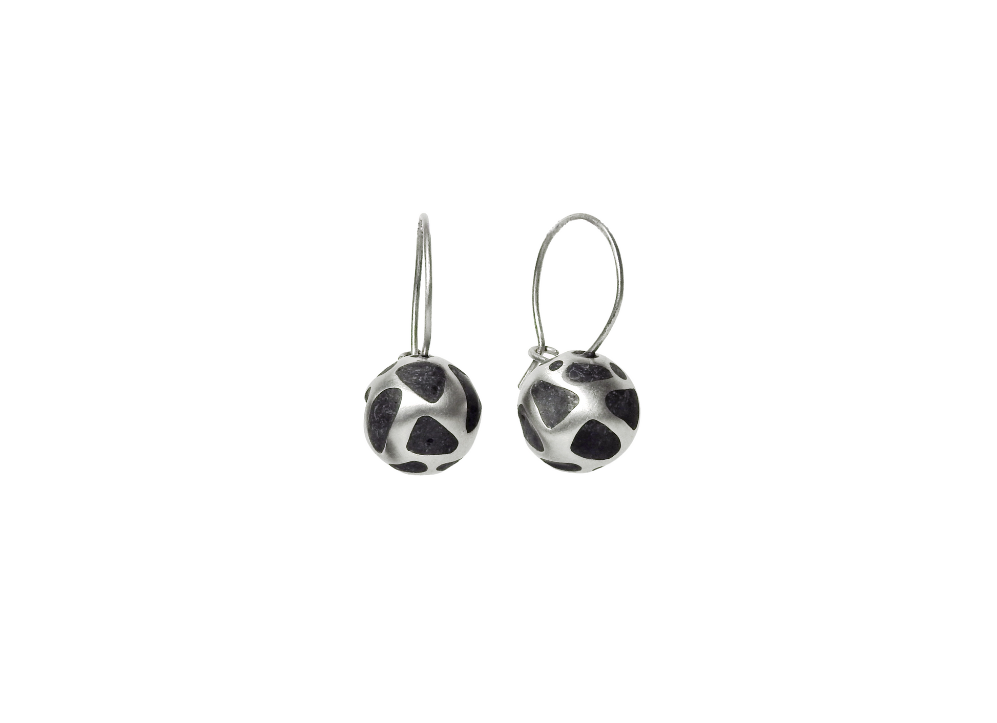 Sterling silver bauble earrings with round locking hoop style wires, very light with a great swing, by ZEALmetal, Nicole Horlor, in Kingston, ON Canada