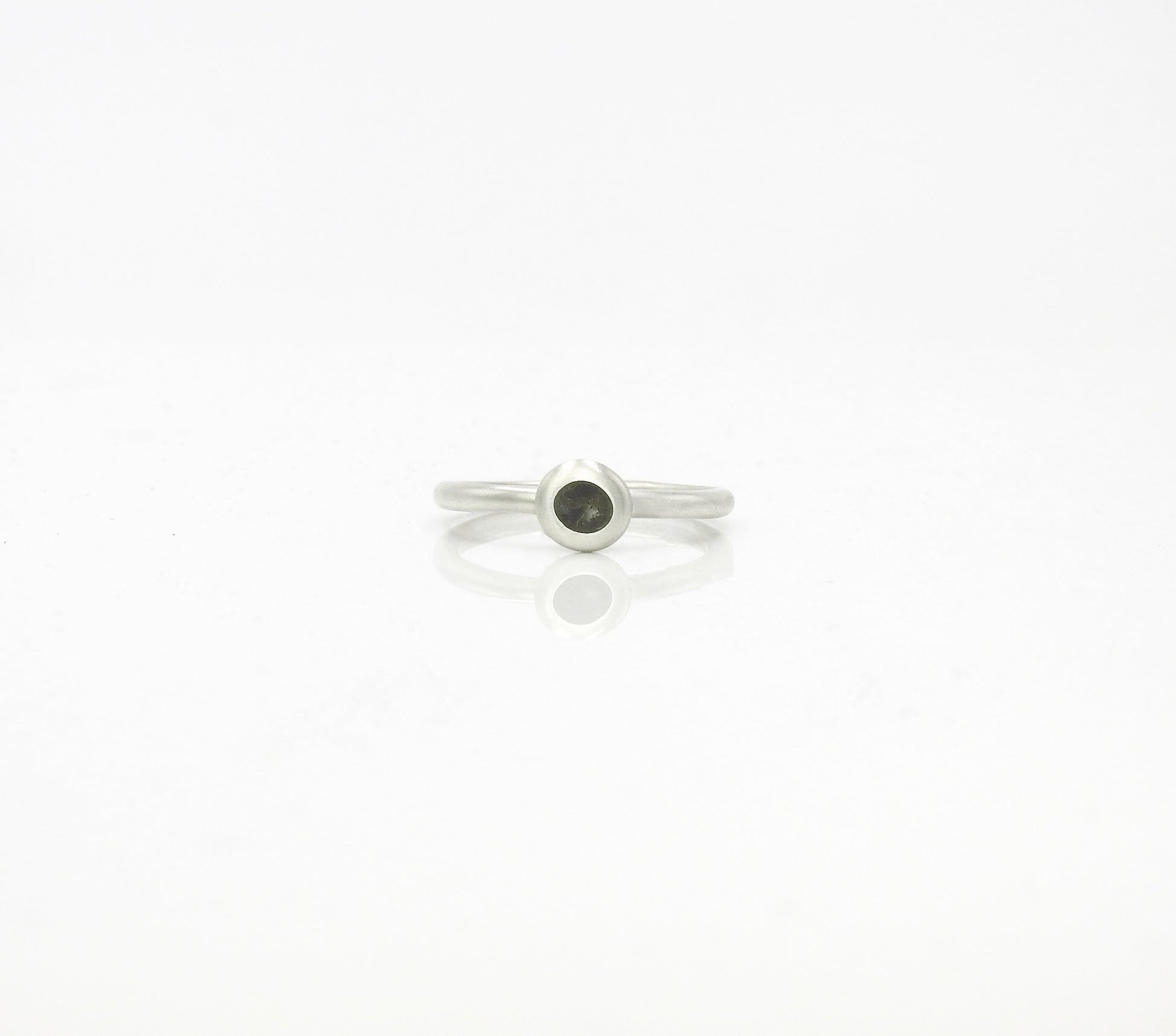 Limestone inlay pebble stacker ring, by ZEALmetal, Nicole Horlor, in Kingston, ON, Canada