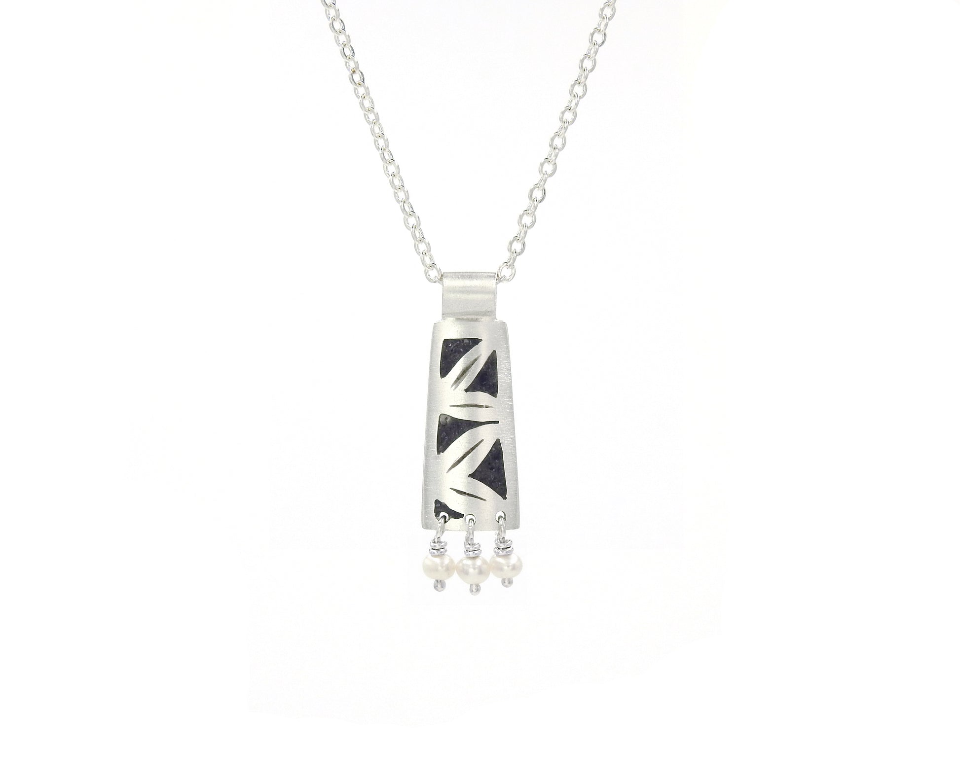 Limestone inlay pendant by ZEALmetal, Nicole Horlor, Kingston, ON, Canada