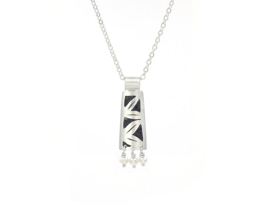 Limestone inlay pendant by ZEALmetal, Nicole Horlor, Kingston, ON, Canada