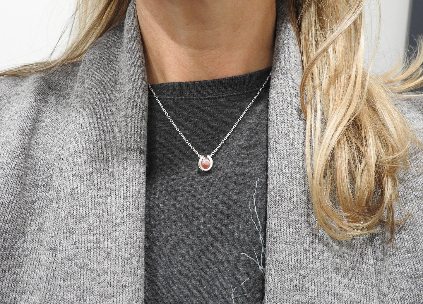 I Am a magnet for ... Sterling silver magnet wire sculpture with matte and high polish finish with rhodochrosite sphere, by ZEALmetal, Nicole Horlor, in Kingston, ON Canada