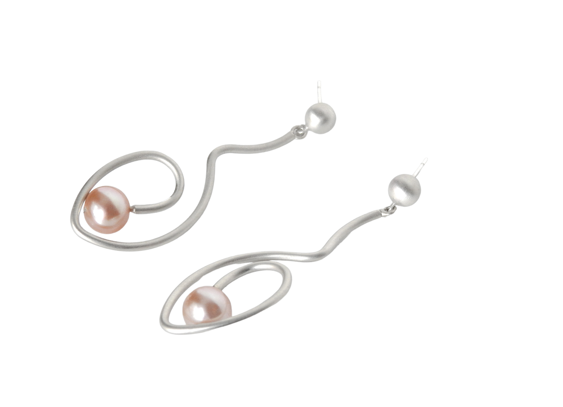 100% recycled sterling silver and pink pearl earrings by ZEALmetal, Nicole Horlor, in Kingston, ON, Canada