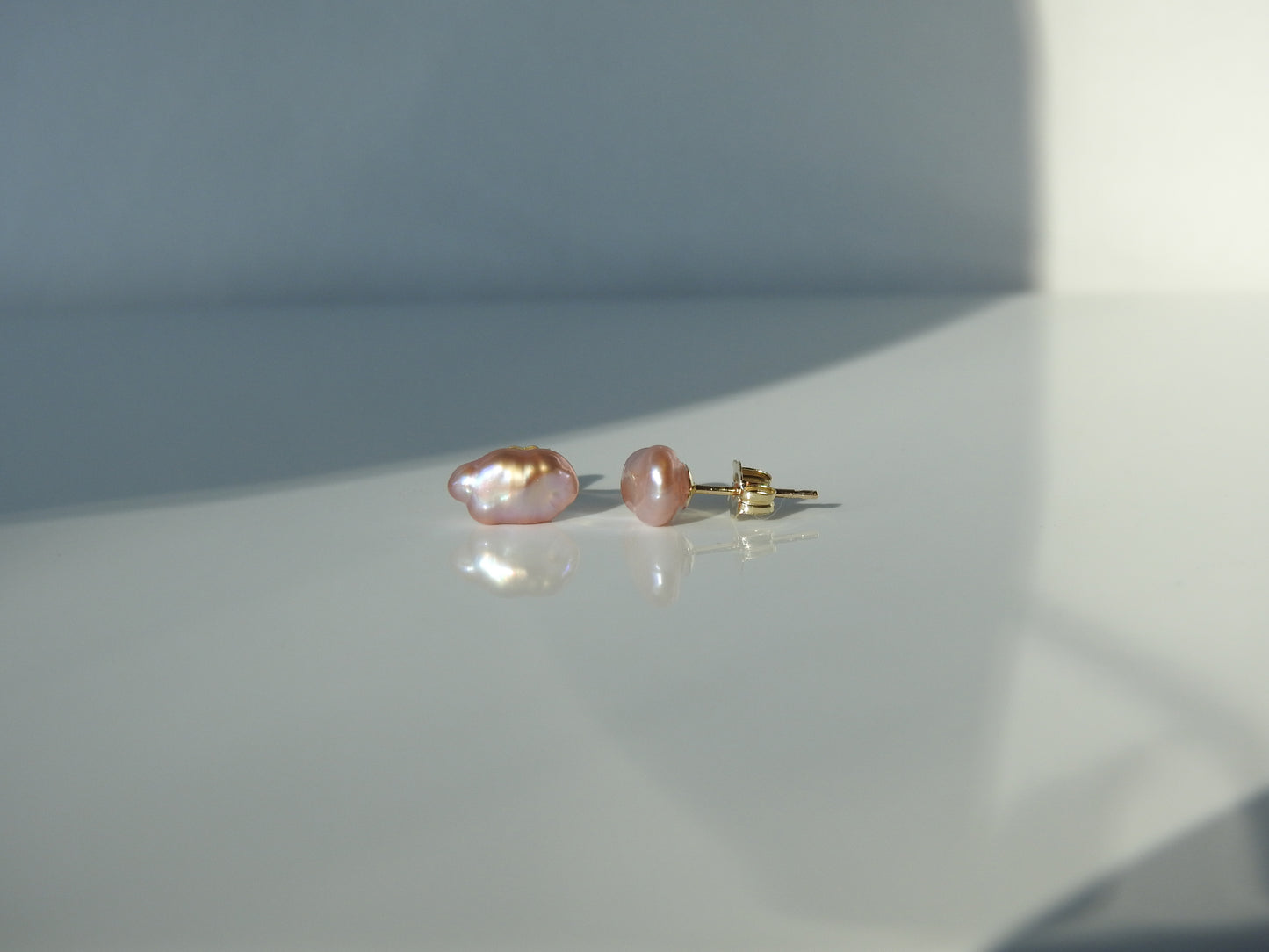 Wabi-sabi Pink keshi studs