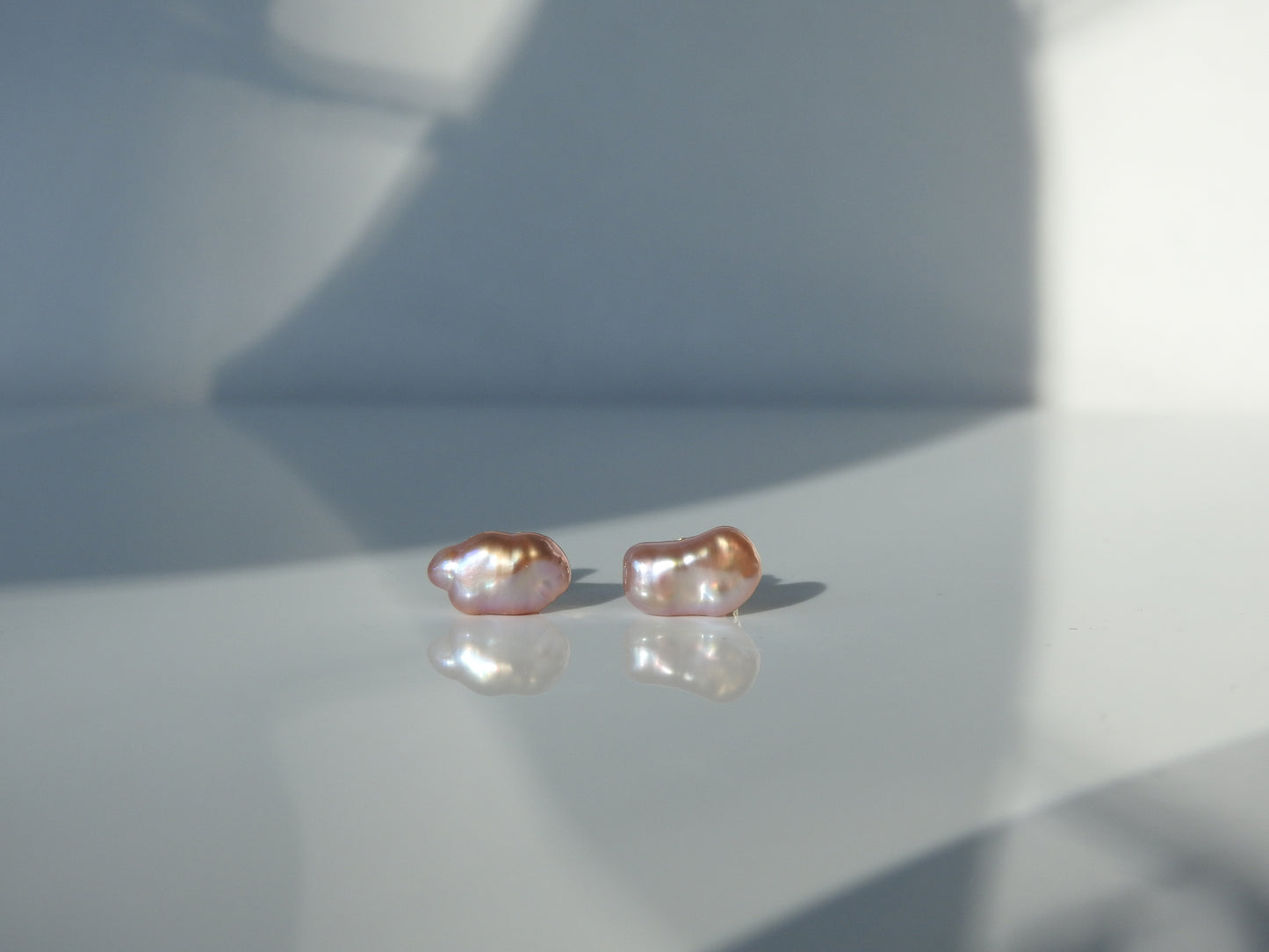 Wabi-sabi Pink keshi studs