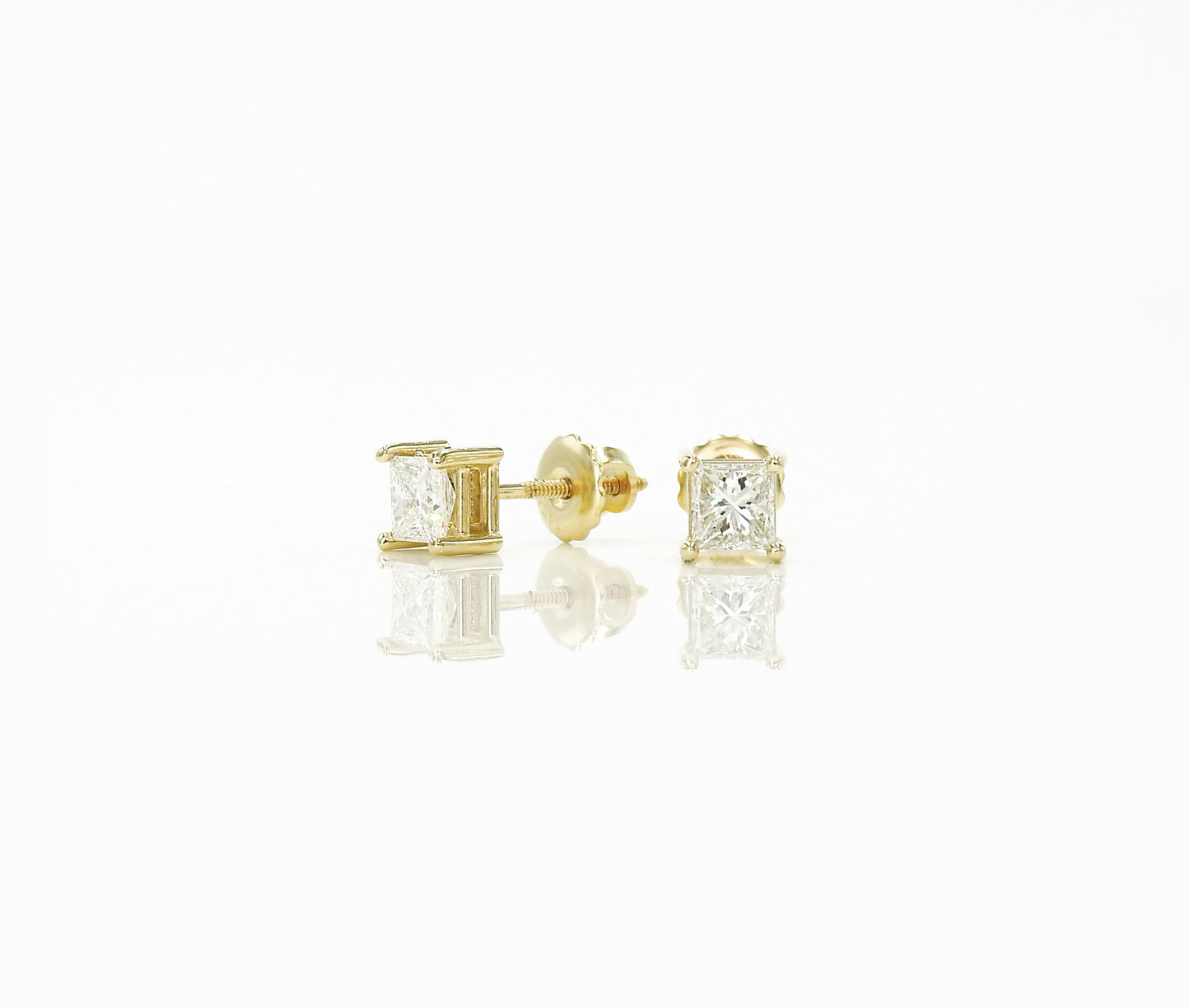 Princess cut diamond studs