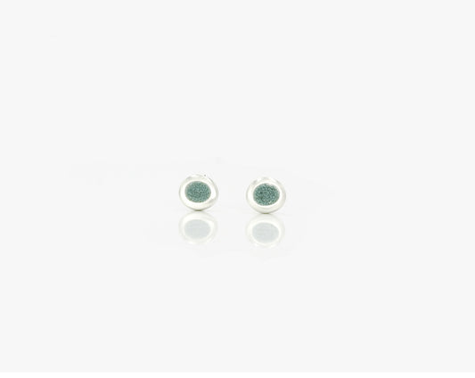 Pebble studs with robins eggshell inlay