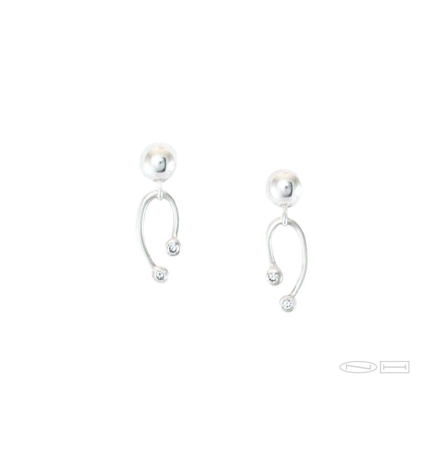 Local, Canadian, Handmade in Kingston ON by ZEALmetalVibration diamonds ~ Sterling silver 5mm ball top stud earrings. with shooting star little 2pt x 4 gypsy set round brilliant cut diamonds that show ones vibration with sparkle.