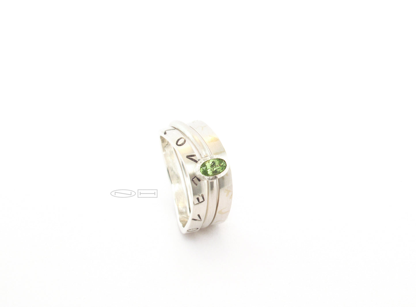 Graffiti stacker rings made from 100% recycled silver and gold, by ZEALmetal, Nicole Horlor, in Kingston, ON, Canada