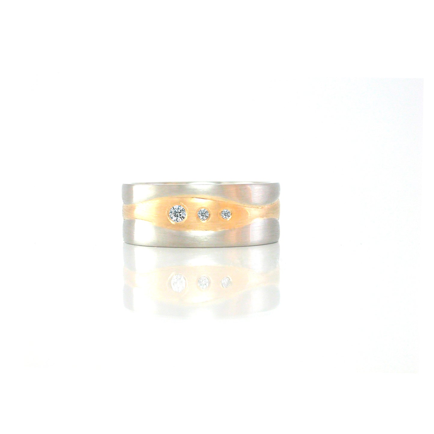 Custom marriage of metal red and white gold wedding bands and engagement rings by ZEALmetal, Nicole Horlor, in Kingston, ON ,Canada