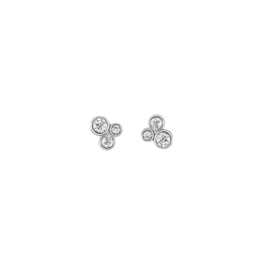 Platinum diamond cluster, bezel set, stud earrings, by ZEALmetal, Nicole Horlor, in Kingston, ON, Canada