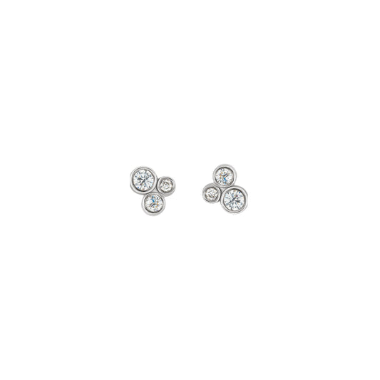 Platinum diamond cluster, bezel set, stud earrings, by ZEALmetal, Nicole Horlor, in Kingston, ON, Canada