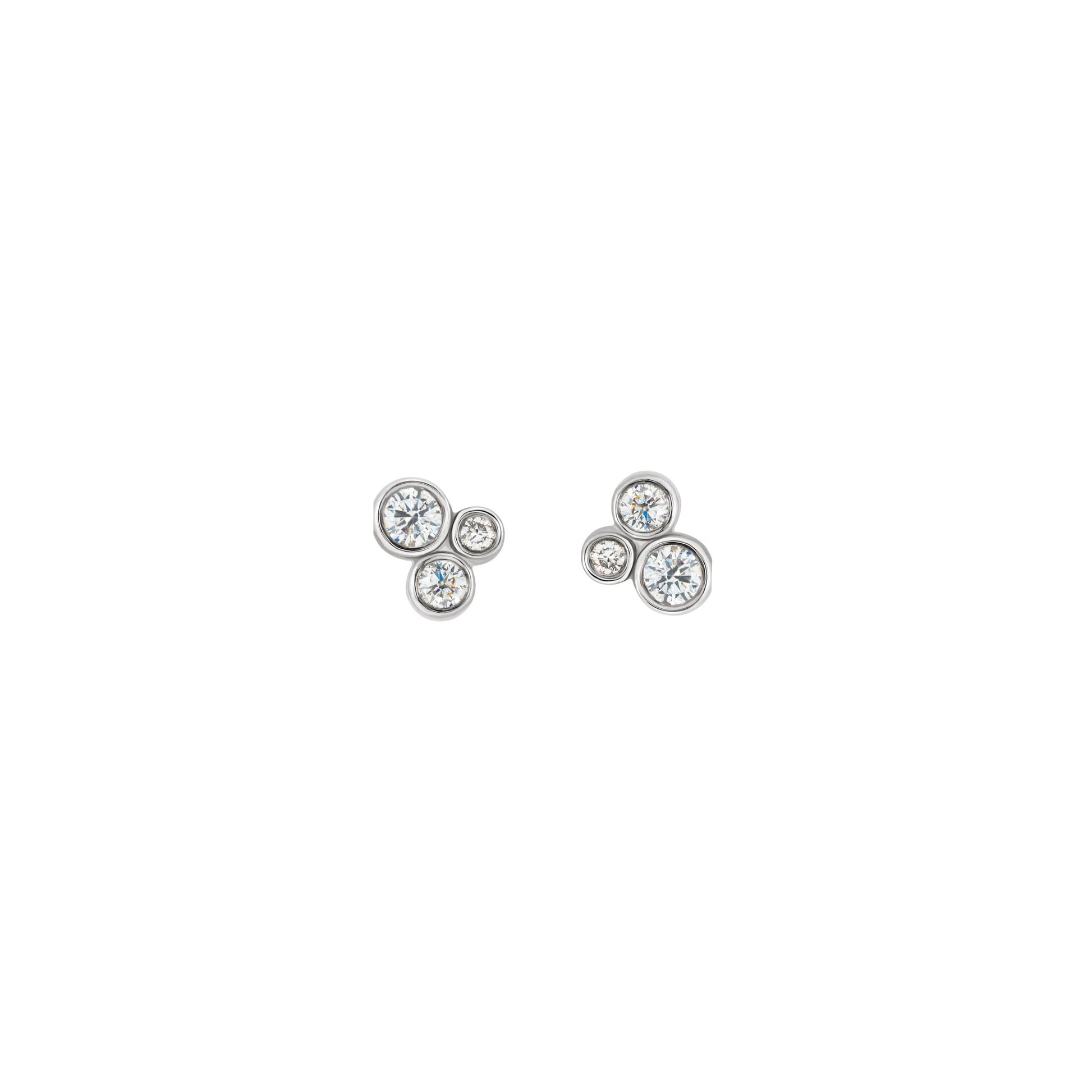 Platinum diamond cluster, bezel set, stud earrings, by ZEALmetal, Nicole Horlor, in Kingston, ON, Canada