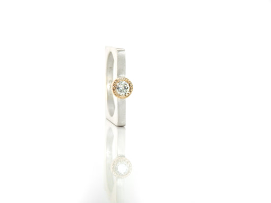 Squared ring, Two tone gold by ZEALmetal, Nicole Horlor, Kingston, ON, Canada