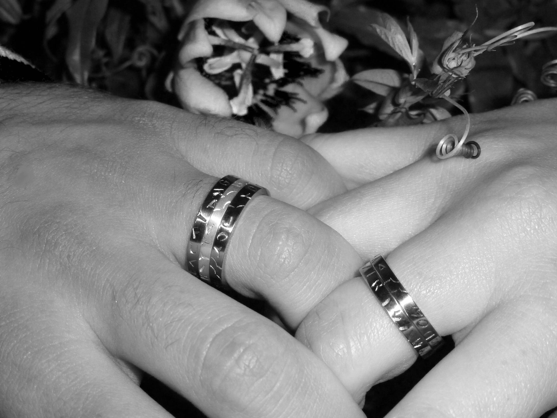 Graffiti stacker rings made from 100% recycled silver and gold, by ZEALmetal, Nicole Horlor, in Kingston, ON, Canada
