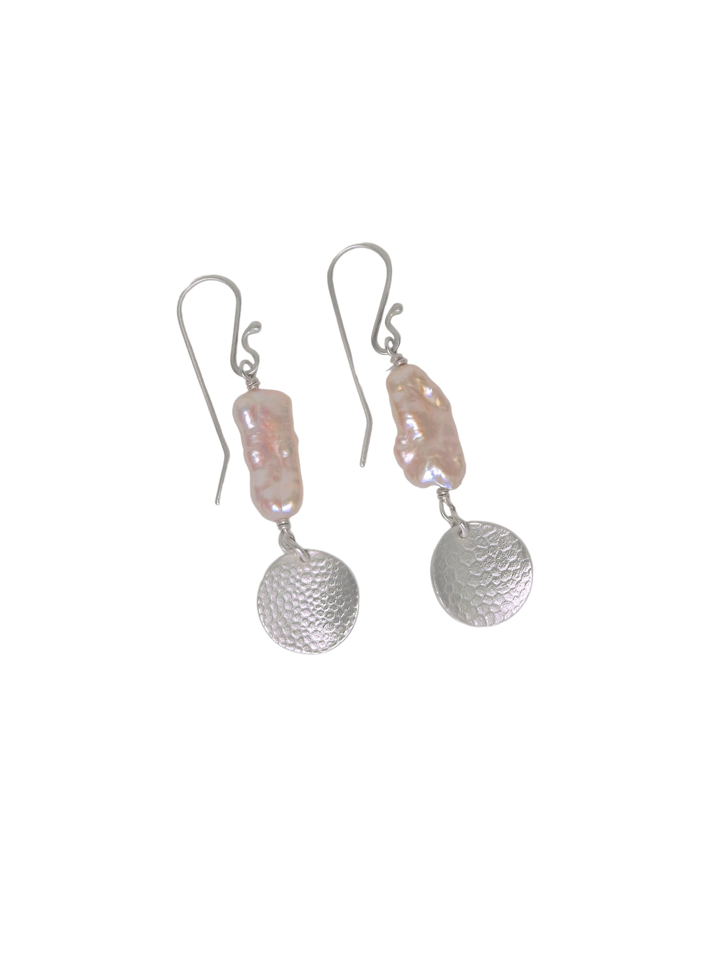 100% recycled sterling silver and pink pearl earrings by ZEALmetal, Nicole Horlor, in Kingston, ON, Canada 