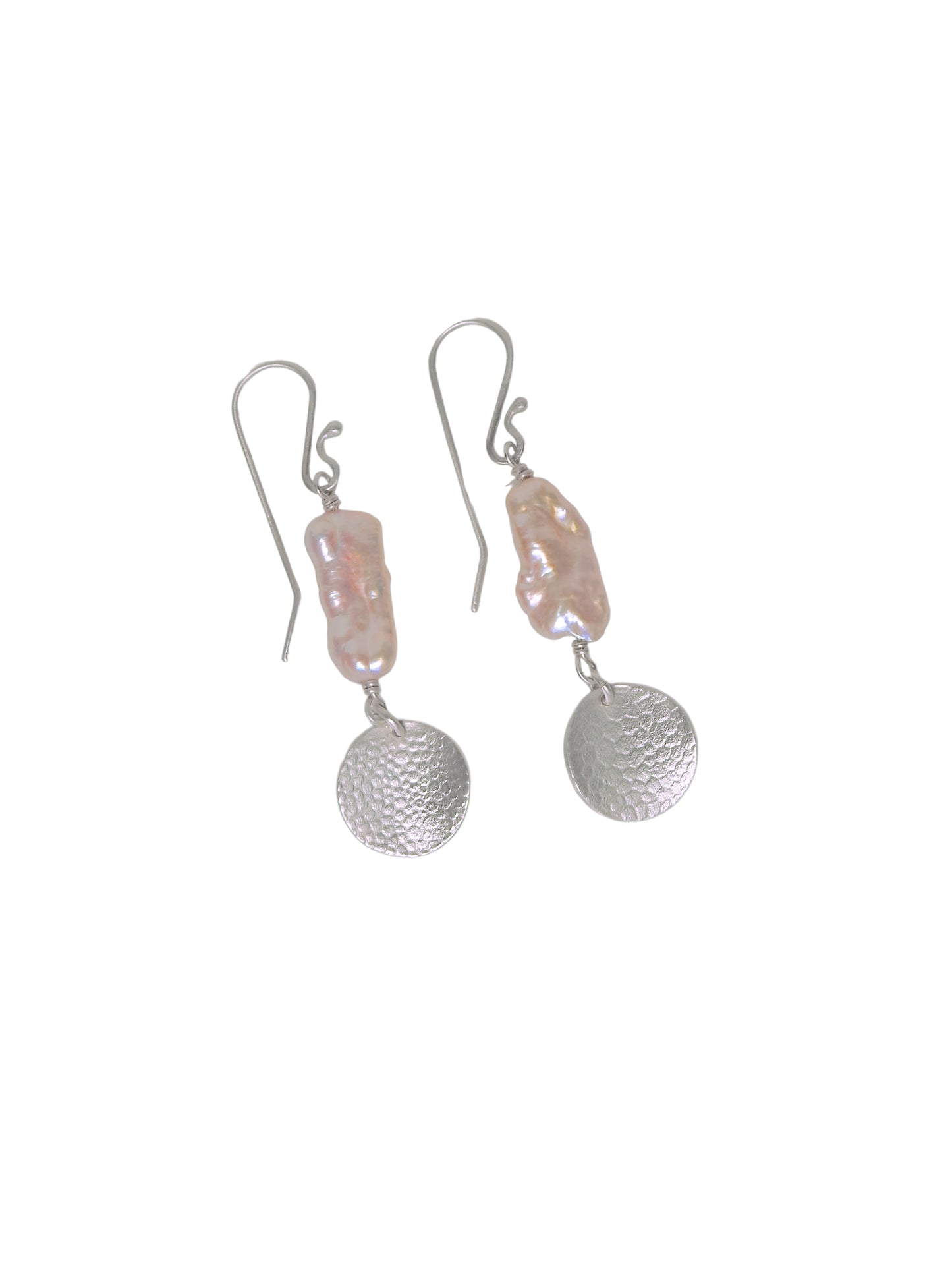 100% recycled sterling silver and pink pearl earrings by ZEALmetal, Nicole Horlor, in Kingston, ON, Canada