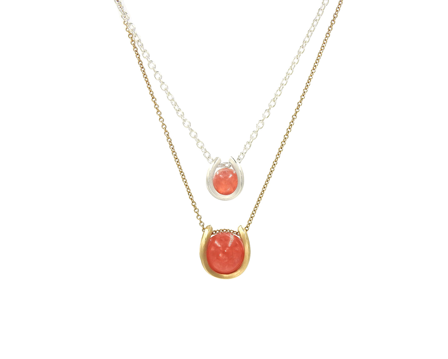 I Am a magnet for ... Sterling silver magnet wire sculpture with matte and high polish finish with rhodochrosite sphere, by ZEALmetal, Nicole Horlor, in Kingston, ON Canada