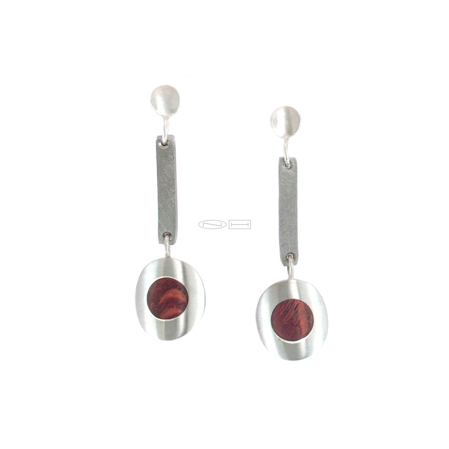 Wood earrings with 100% recycled sterling silver, earrings, by ZEALmetal, Nicole Horlor, in Kingston, ON, Canada