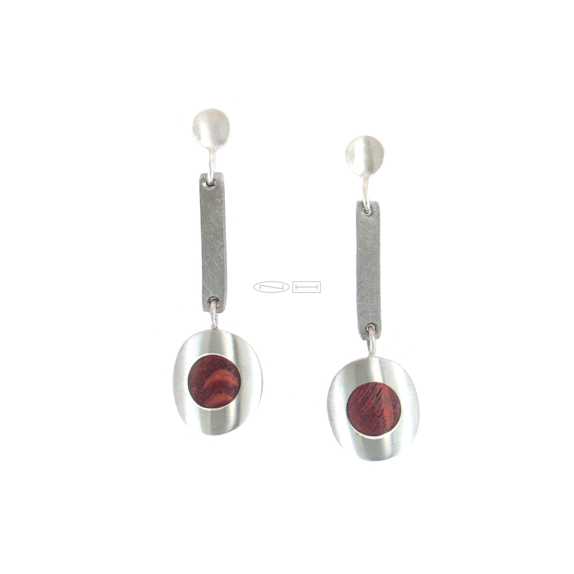 Wood earrings with 100% recycled sterling silver, earrings, by ZEALmetal, Nicole Horlor, in Kingston, ON, Canada