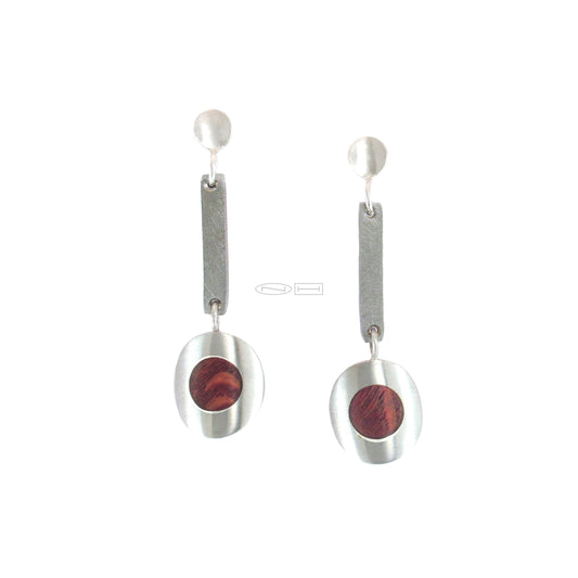Wood earrings with 100% recycled sterling silver, earrings, by ZEALmetal, Nicole Horlor, in Kingston, ON, Canada