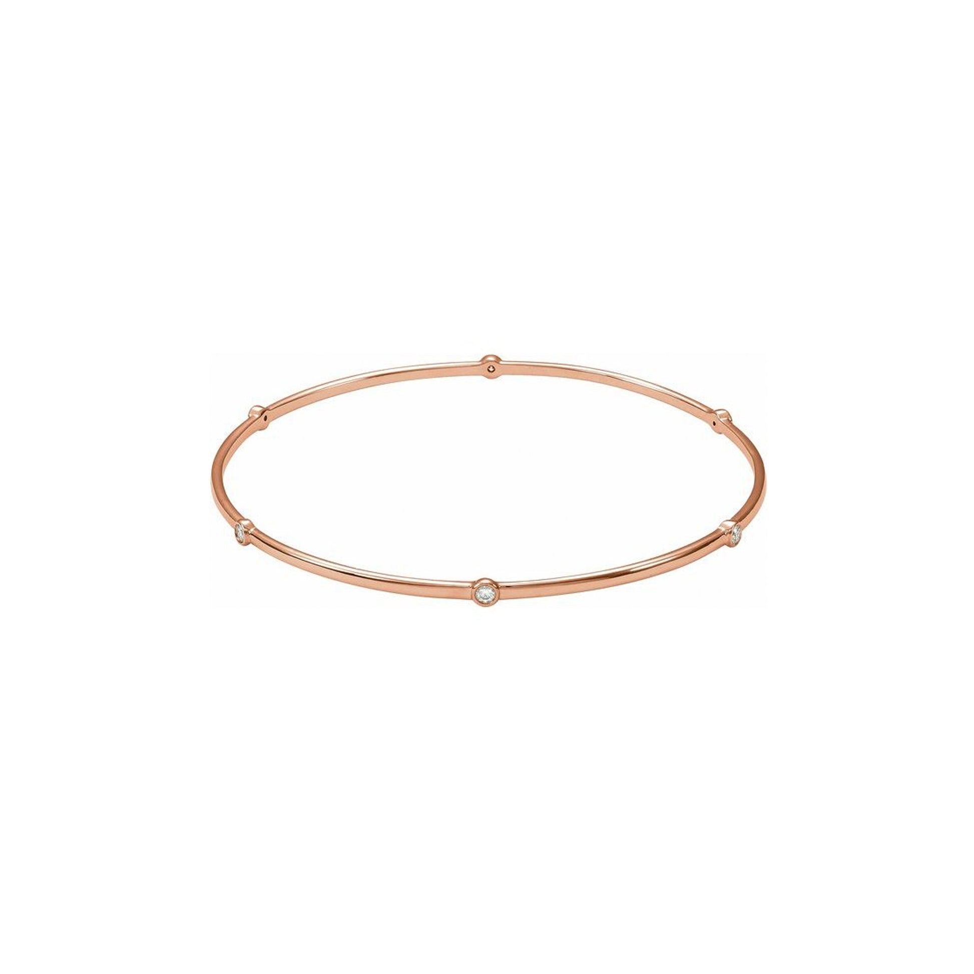 14kt 2.5mm white, red or yellow gold bangle with  6 x 02.20 MM (02.11 - 02.23)  .04 CT (.037 - .045)  F+  Precious  VS CANADAMARK - HEARTS & ARROWS diamonds.