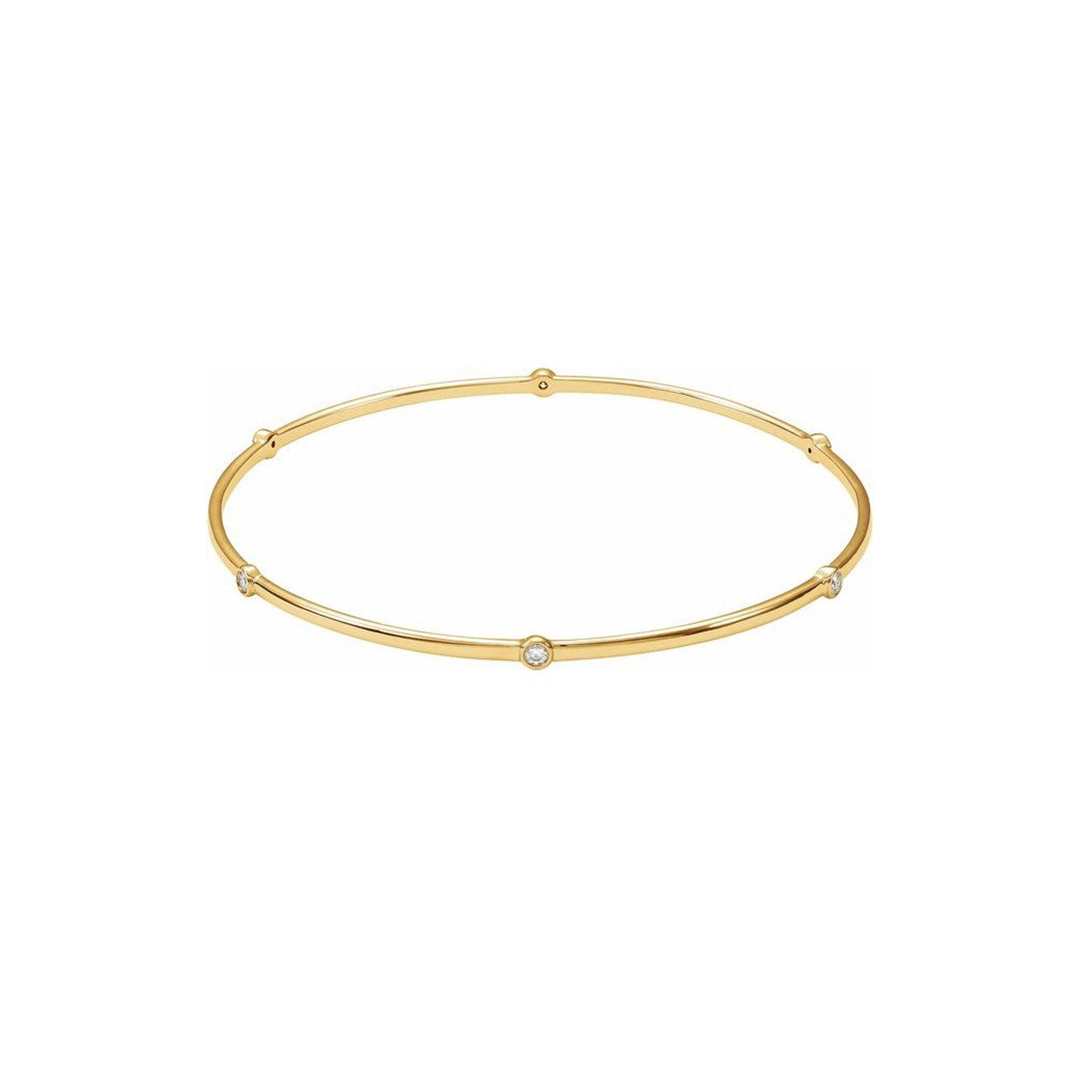 14kt 2.5mm white, red or yellow gold bangle with 6 x 02.20 MM (02.11 - 02.23) .04 CT (.037 - .045) F+ Precious VS CANADAMARK - HEARTS & ARROWS diamonds.