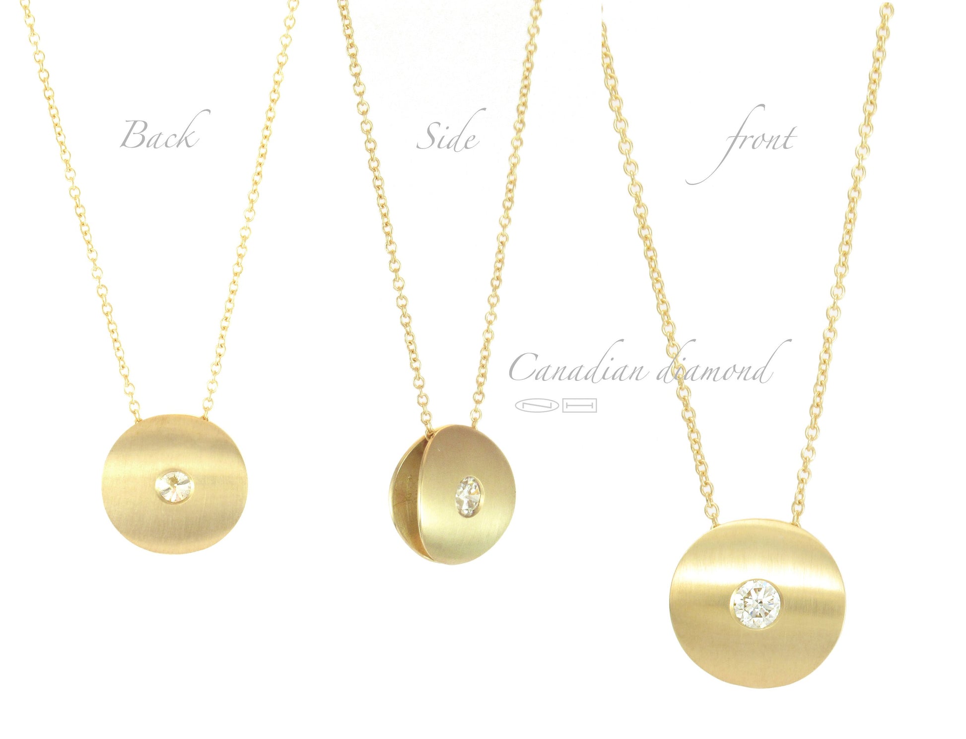 18kt Yellow gold, Canadian diamond curve necklace, made by ZEALmetal, Nicole Horlor, in Kingston, ON, Canada