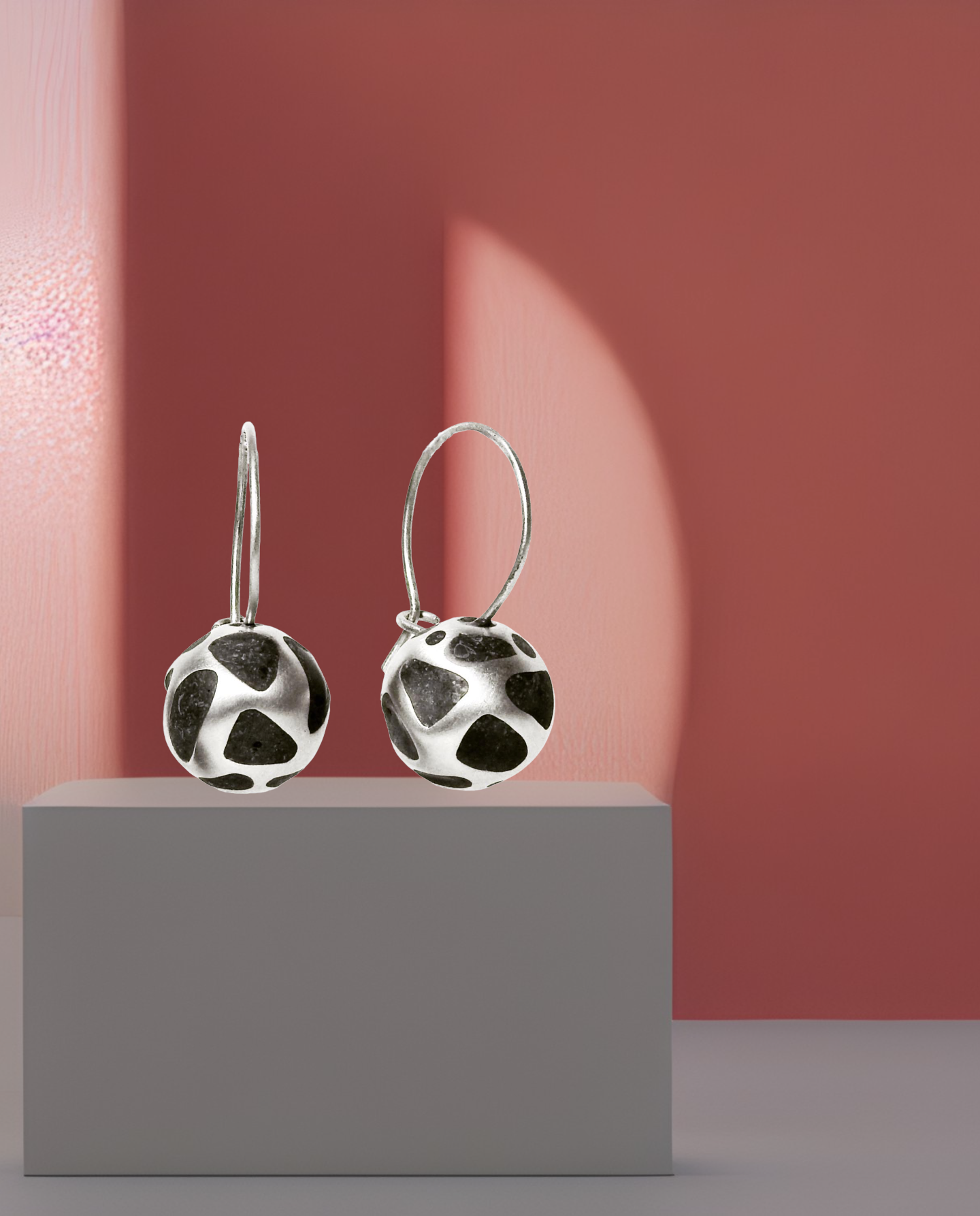 Sterling silver bauble earrings with round locking hoop style wires, very light with a great swing, by ZEALmetal, Nicole Horlor, in Kingston, ON Canada