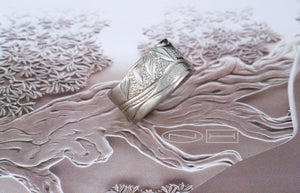 Handcarved white gold band by ZEALmetal, Nicole Horlor, in Kingston, ON Canada