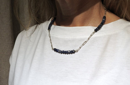 Blue denim sapphire necklace