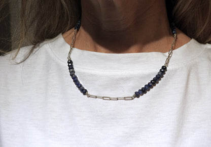 Blue denim sapphire necklace