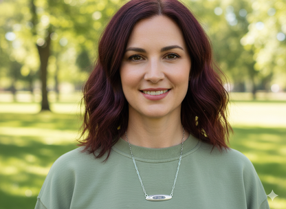 Faith Limestone inlay oval pendant